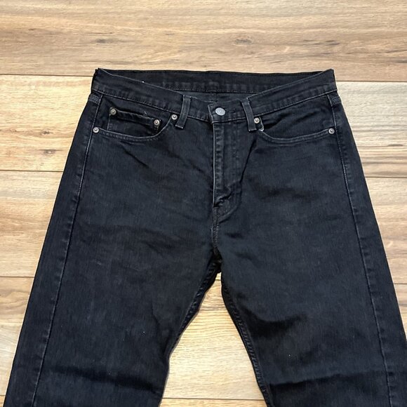 Men's Levis 505 Regular Fit Denim Jeans SZ 33x30 Black Stretch Modern Red Tab - Picture 2 of 12